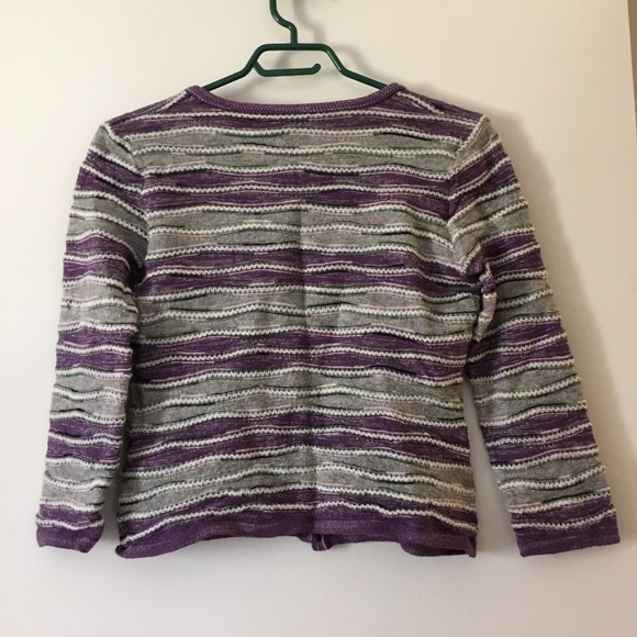 MISSONI Purple + Grey Ripple Crop Wool Blend Cardigan Sweater XS - Picture 2 of 4